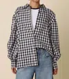 Olivaceous Haley Gingham Button Down Shirt In Pattern In Black
