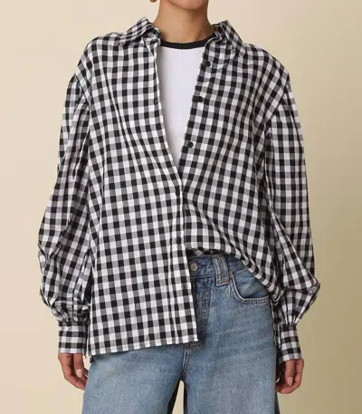 Olivaceous Haley Gingham Button Down Shirt In Pattern In Black