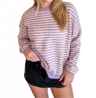 Olivaceous Haley Stripe Knit Top In Lavender In Multi