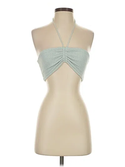 Pre-owned Olivaceous Halter Top Teal Halter Neckline Tops