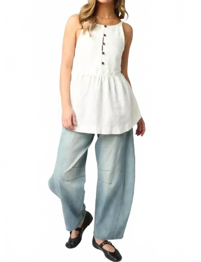 Olivaceous Han Peplum Top In Off White