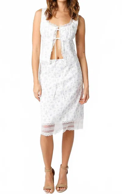 Olivaceous Hannah Skirt In White & Lilac In Multi