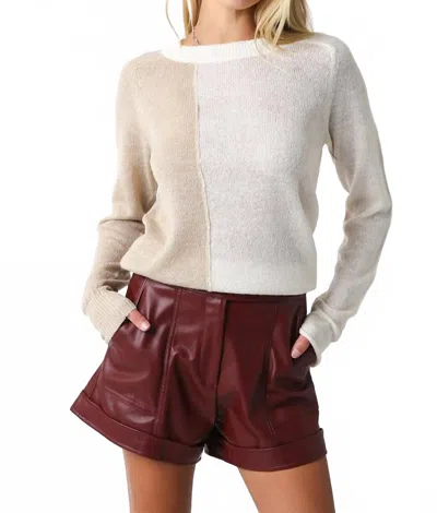 Olivaceous Harlow Color Block Sweater In Oatmeal In Multi