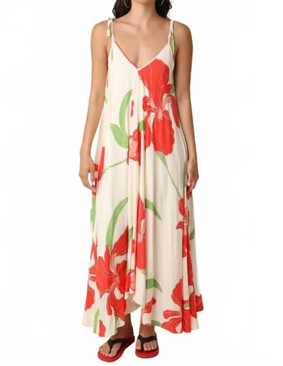 Olivaceous Helen Bold Floral Tie Maxi Dress In White