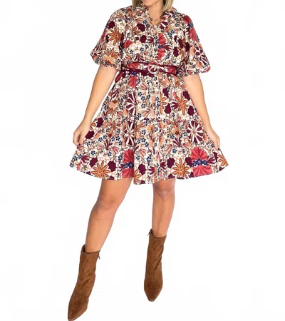 Olivaceous Isla Mini Dress In Cream Rust In Multi