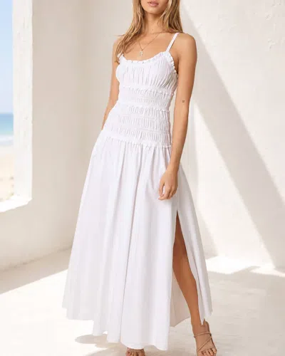 Olivaceous Island Breeze Midi Dress In White