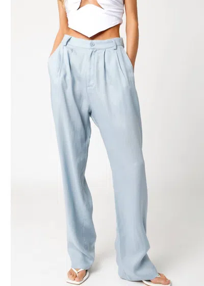 Olivaceous Ivy Pleated Trousers In Light Blue