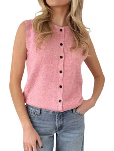 Olivaceous Jae Sleeveless Button Down Sweater In Pink