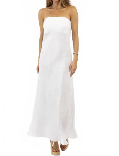 Olivaceous Jasper Linen Strapless Dress In White In Multi