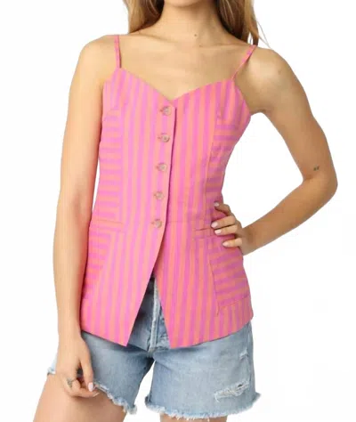 Olivaceous Jella Stripe Top In Orange Fuchsia In Pink