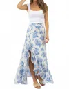 Olivaceous Jenni Floral Maxi Skirt In Multi In Blue