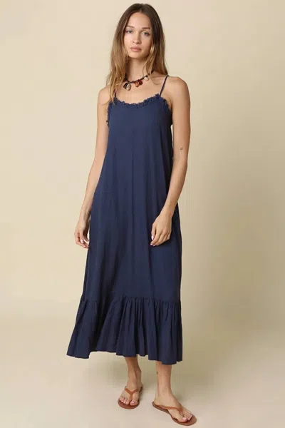 Olivaceous Jessica Ruffle Trim Dress In Blue