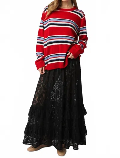 Olivaceous Juliet Sweater In Scarlet Combo In Multi