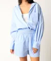 Olivaceous Kate Solid Button Down Shirt In Light Blue In Blue