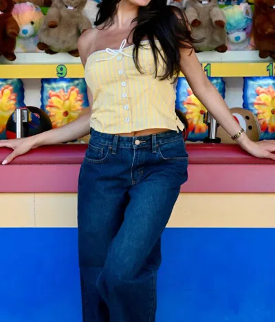 Olivaceous Kathryn Stripe Tube Top In Yellow