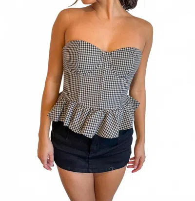 Olivaceous Keep Me In Check Top In Tan In Black