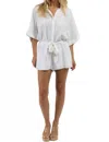 Olivaceous Keeper Linen Romper In White In White