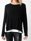 Olivaceous Kelly Layered Sweater In Black In Black