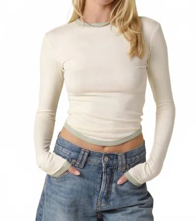 Olivaceous Kendall Long Sleeve Top In Beige In Gray