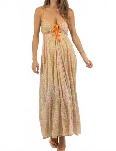 Olivaceous Kima Mix Maxi Dress In Orange Multi