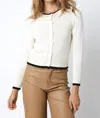 Olivaceous Knit Button Down Cardigan In Cream/ Black