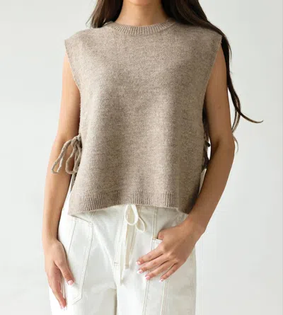 Olivaceous Kristin Side-tie Relaxed Knit Vest In Beige In Neutral
