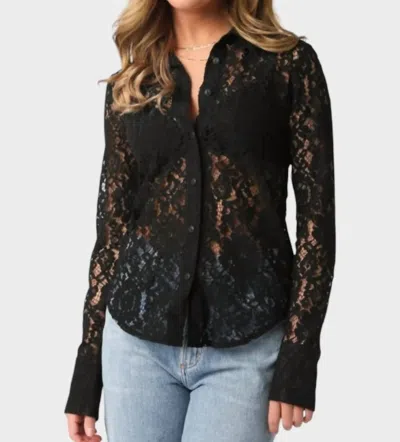 Olivaceous Lace Button Up Top In Black