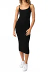 Olivaceous Lana Fitted Midi Dress In Black In Black