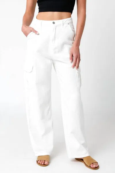 Olivaceous Lara Cargo Pants In White