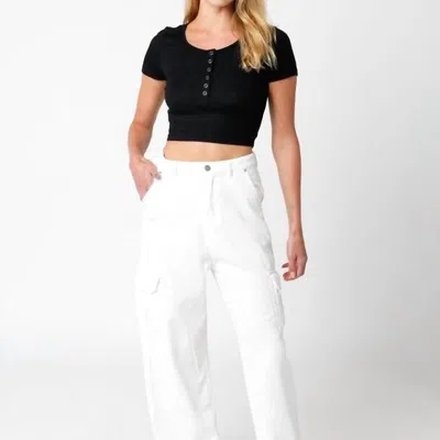 OLIVACEOUS LARA CARGO PANTS IN WHITE