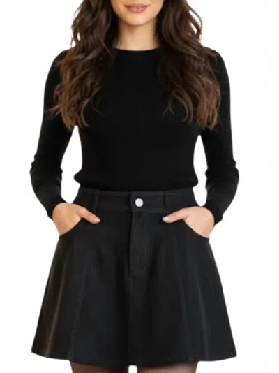 Olivaceous Lasso Twirl Suede Skirt In Black