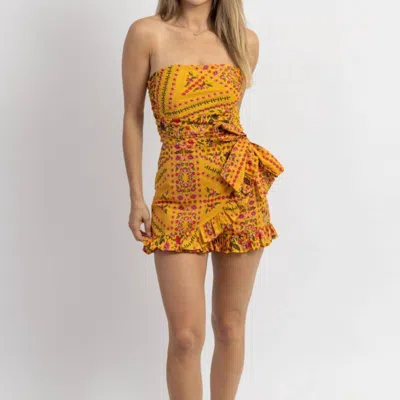 Olivaceous Layla Summer Romper In Yellow In Orange