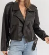 Olivaceous Leather Buckle Jacket In Espresso In Brown