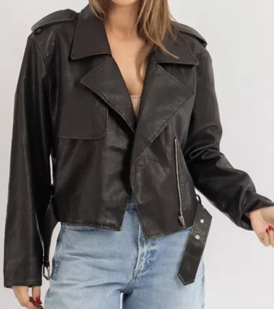 Olivaceous Leather Buckle Jacket In Espresso In Brown
