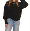 Olivaceous Leslie Crew Long Sleeve Sweater In Black In Black
