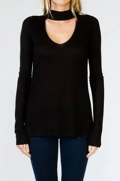 Olivaceous Lightweight Choker Sweater In Black