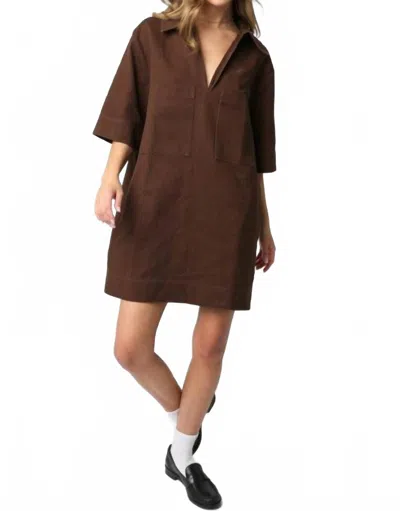 Olivaceous Lily Pocket Mini Dress In Chocolate In Brown