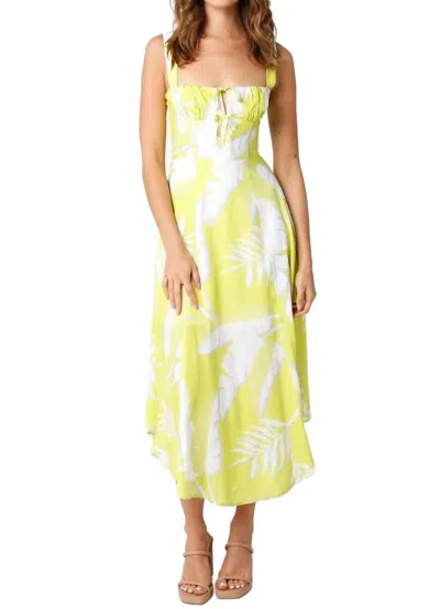 Olivaceous Lindsey Midi Dress In Lime Floral In Yellow