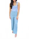 Olivaceous Linen Wide Leg Pant In Sky Blue In Blue
