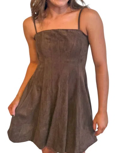 Olivaceous Litzy Suede Dress In Brown