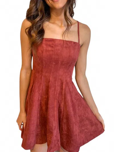 Olivaceous Litzy Suede Dress In Fire Brick In Red