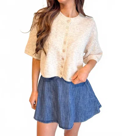 Olivaceous Livia Boxy Cropped Cardigan In Cream In Neutral