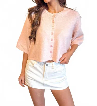 Olivaceous Livia Boxy Cropped Cardigan In Pink In Multi