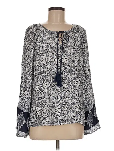 Pre-owned Olivaceous Long Sleeve Blouse In Blue