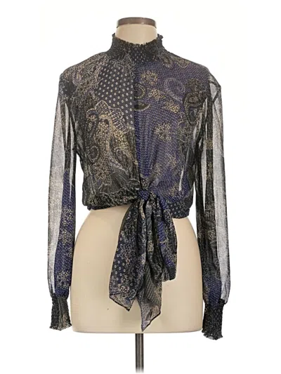 Pre-owned Olivaceous Long Sleeve Blouse In Blue