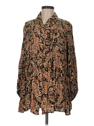 Pre-owned Olivaceous Long Sleeve Blouse In Brown