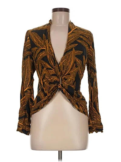 Pre-owned Olivaceous Long Sleeve Blouse In Brown