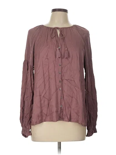 Pre-owned Olivaceous Long Sleeve Blouse In Burgundy