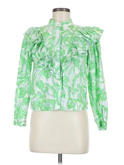 Pre-owned Olivaceous Long Sleeve Blouse In Green