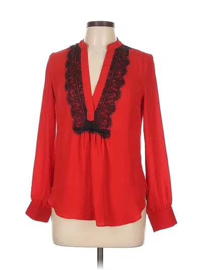 Pre-owned Olivaceous Long Sleeve Blouse In Red